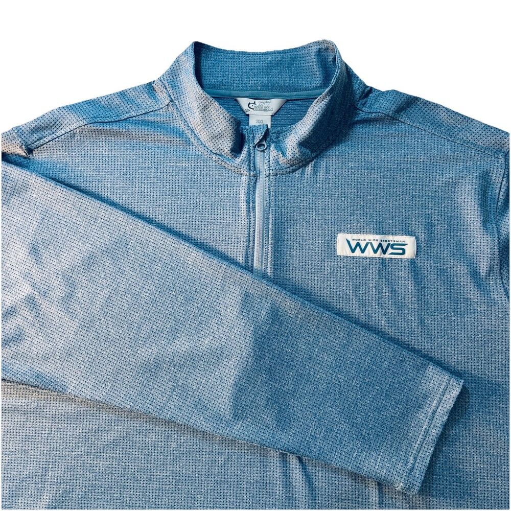 World Wide Sportsman Men's 3XL Blue 1/4 Zip Long Sleeve Pullover Performance